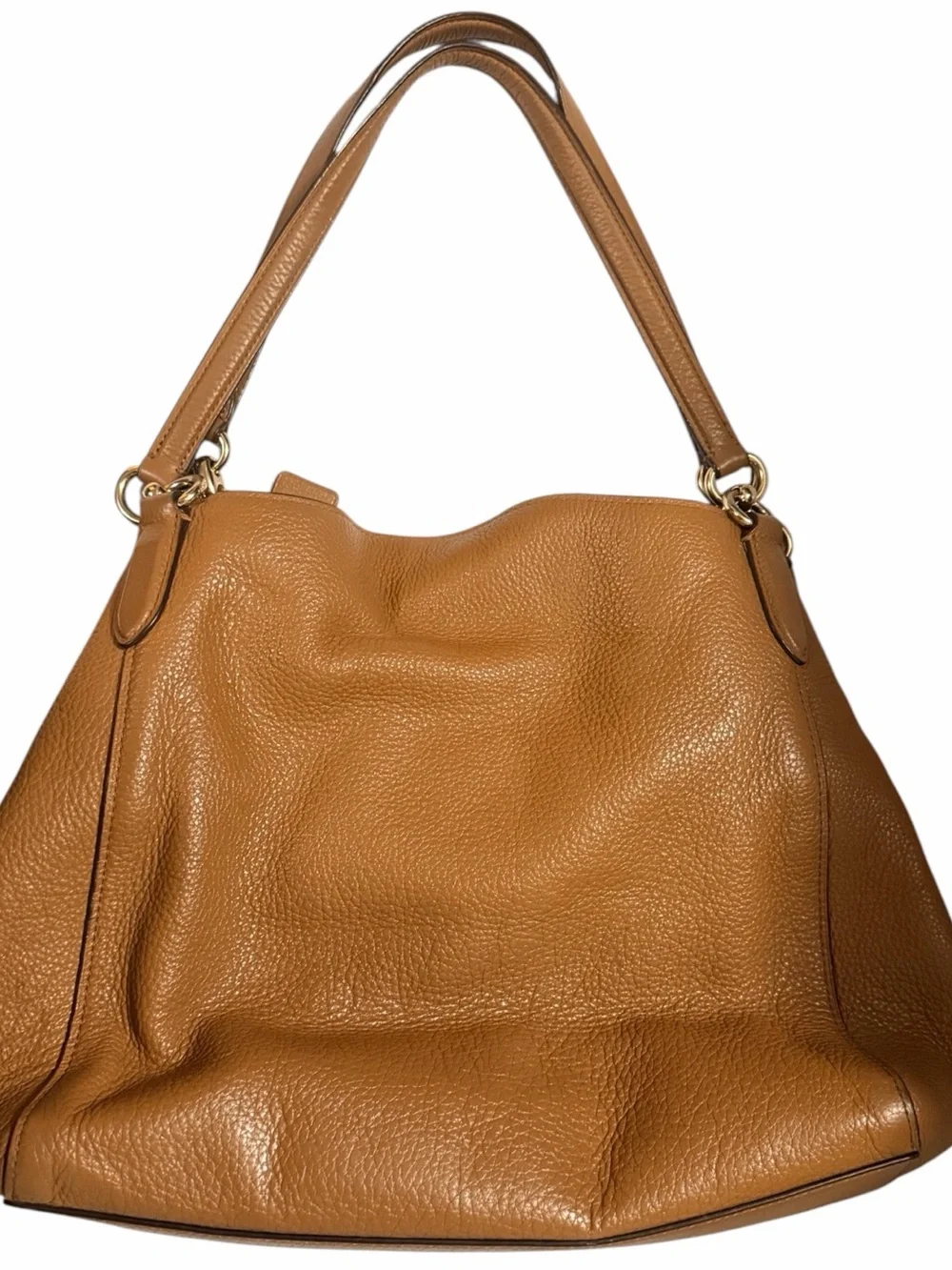 Authentic Coach Hallie shoulder bag Pebbled Leather Shoulder Tote with Gold